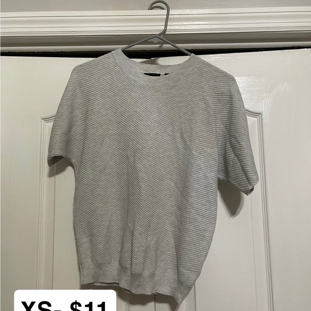 Gray Short Sleeve Sweater